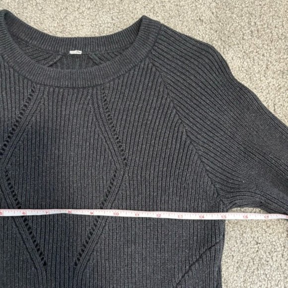 Lululemon The Better The Sweater Heathered Black Cotton Knit Pullover Sweater - Picture 14 of 15